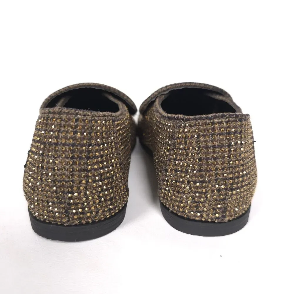 KURT GEIGER Boys New Hugh Loafers Shoes 3M Crystal Embellished Brown DRENCH EU34